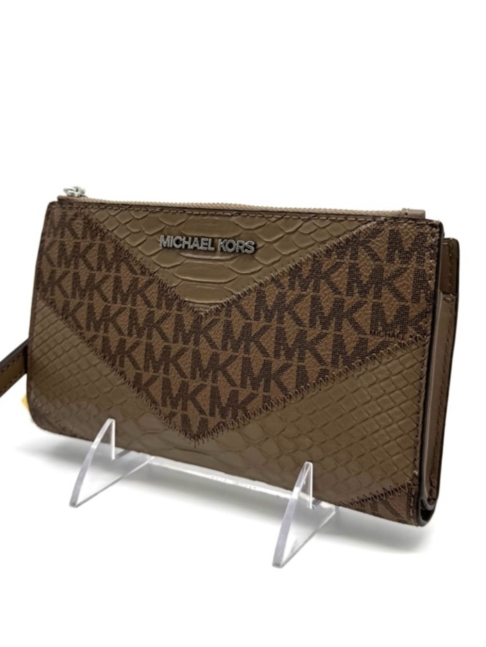 Michael Kors Large Jet Set Travel Logo Double Zip Wallet Dusk Multi